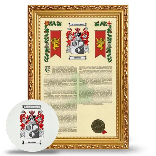Pinchon Framed Armorial History and Mouse Pad - Gold
