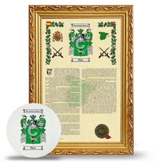 Plaza Framed Armorial History and Mouse Pad - Gold