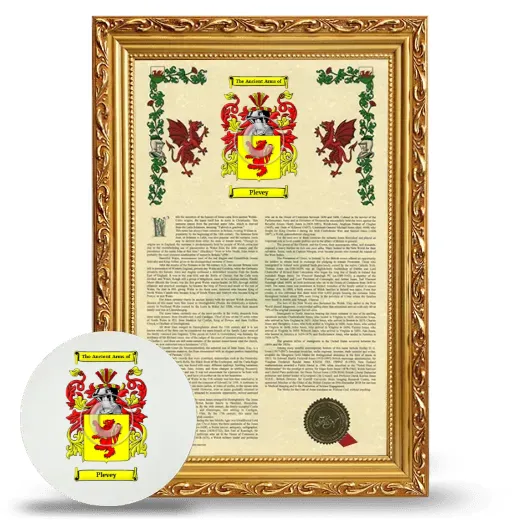 Plevey Framed Armorial History and Mouse Pad - Gold
