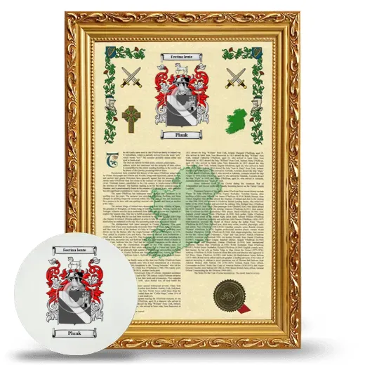 Plunk Framed Armorial History and Mouse Pad - Gold