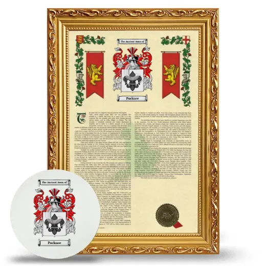Pocknee Framed Armorial History and Mouse Pad - Gold