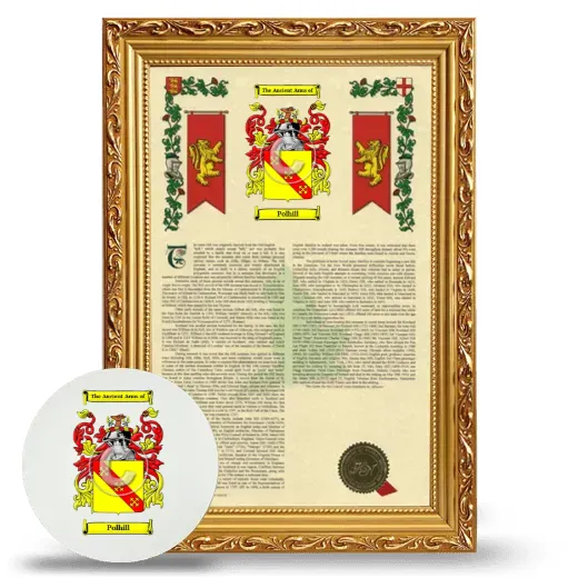 Polhill Framed Armorial History and Mouse Pad - Gold