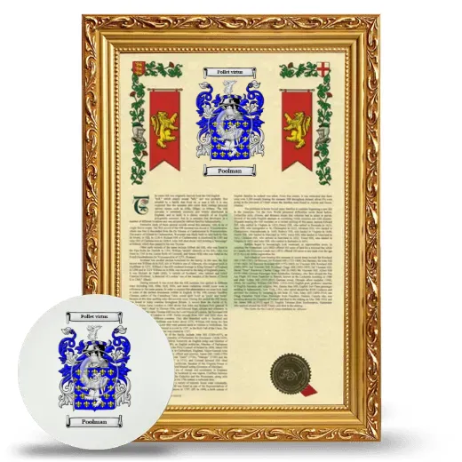 Poolman Framed Armorial History and Mouse Pad - Gold