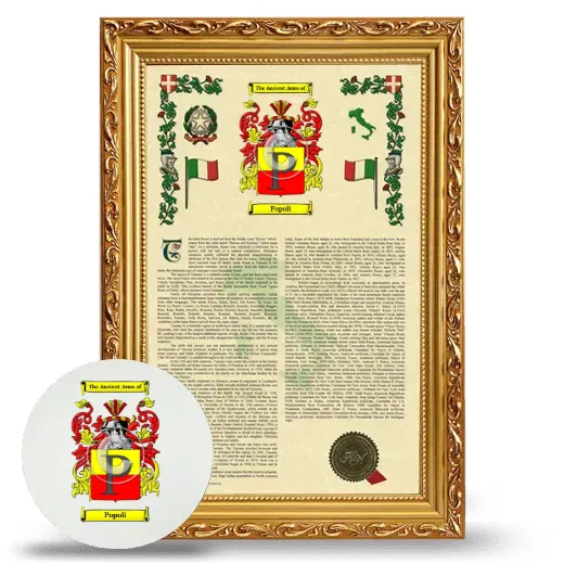 Popoli Framed Armorial History and Mouse Pad - Gold