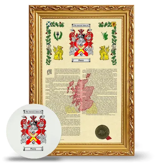 Porey Framed Armorial History and Mouse Pad - Gold