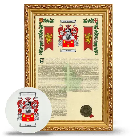 Porras Framed Armorial History and Mouse Pad - Gold