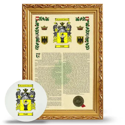 Prahl Framed Armorial History and Mouse Pad - Gold