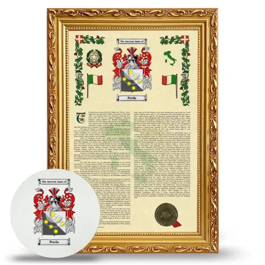 Preda Framed Armorial History and Mouse Pad - Gold