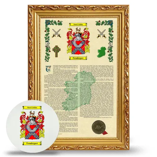 Prendergast Framed Armorial History and Mouse Pad - Gold