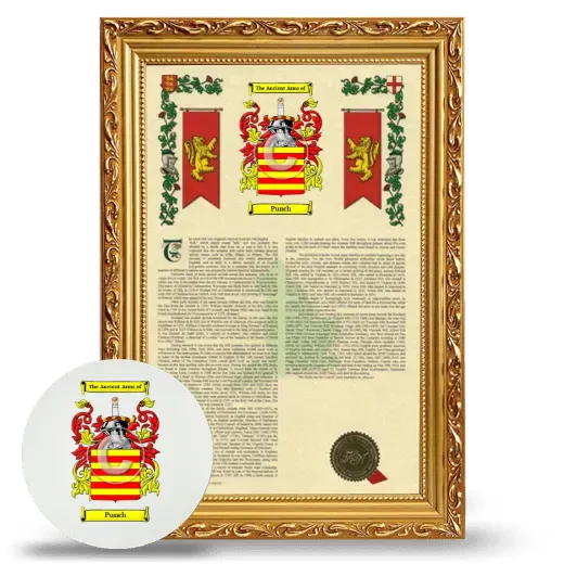 Punch Framed Armorial History and Mouse Pad - Gold