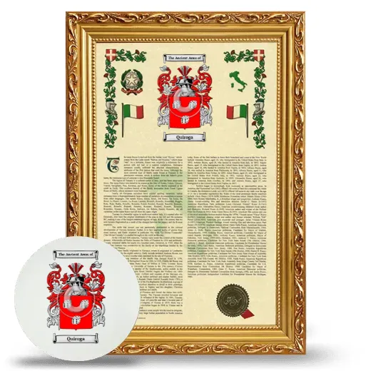 Quiroga Framed Armorial History and Mouse Pad - Gold