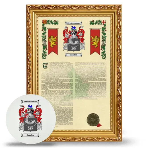 Randles Framed Armorial History and Mouse Pad - Gold