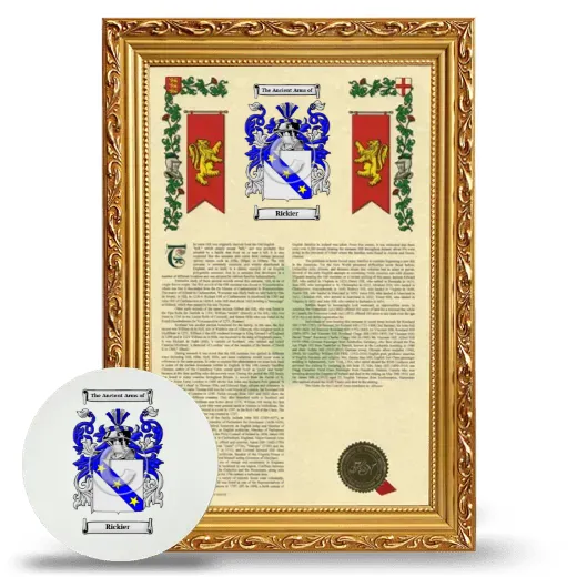 Rickier Framed Armorial History and Mouse Pad - Gold