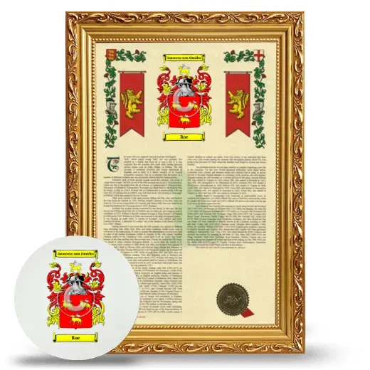 Roe Framed Armorial History and Mouse Pad - Gold