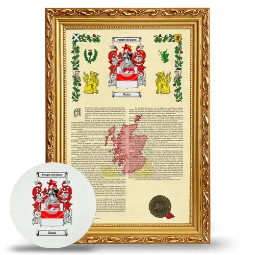 Roen Framed Armorial History and Mouse Pad - Gold