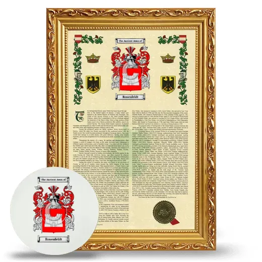 Rosenfeldt Framed Armorial History and Mouse Pad - Gold