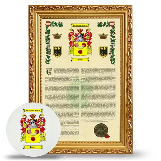 Roser Framed Armorial History and Mouse Pad - Gold