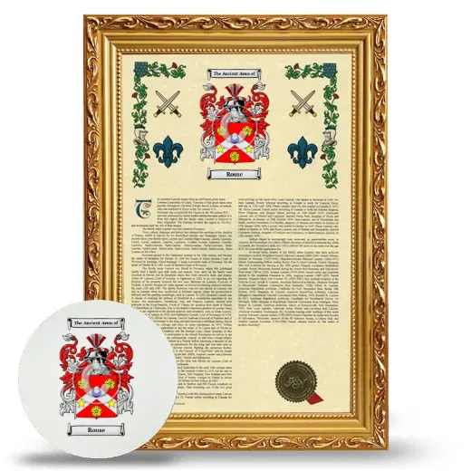 Rouse Framed Armorial History and Mouse Pad - Gold