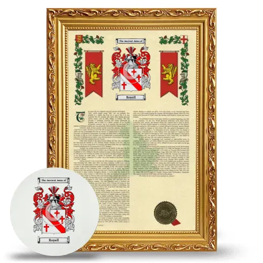 Royall Framed Armorial History and Mouse Pad - Gold