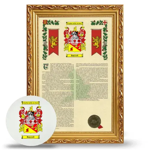 Roycroft Framed Armorial History and Mouse Pad - Gold