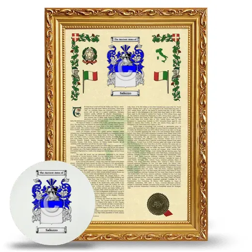 Saluzzo Framed Armorial History and Mouse Pad - Gold