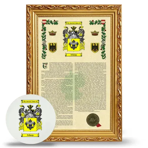 Schaap Framed Armorial History and Mouse Pad - Gold