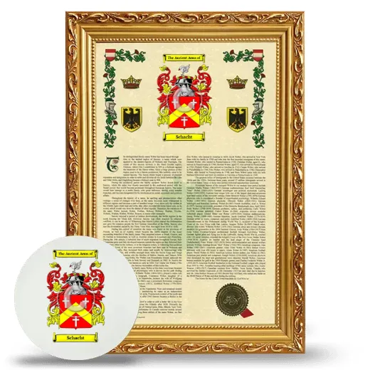 Schacht Framed Armorial History and Mouse Pad - Gold