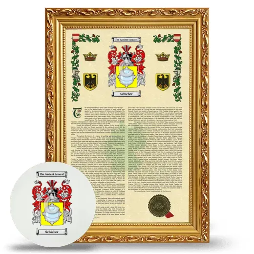 Schieber Framed Armorial History and Mouse Pad - Gold