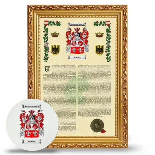 Schuller Framed Armorial History and Mouse Pad - Gold