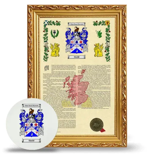 Shedd Framed Armorial History and Mouse Pad - Gold