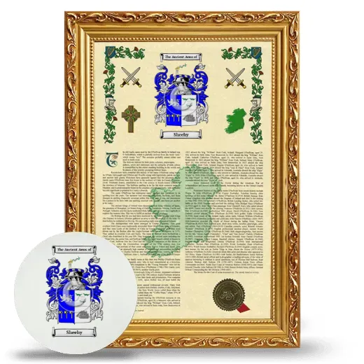 Sheehy Framed Armorial History and Mouse Pad - Gold
