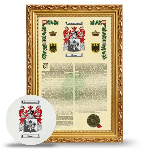 Shines Framed Armorial History and Mouse Pad - Gold