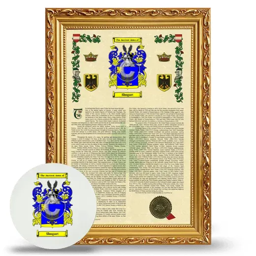 Shugart Framed Armorial History and Mouse Pad - Gold