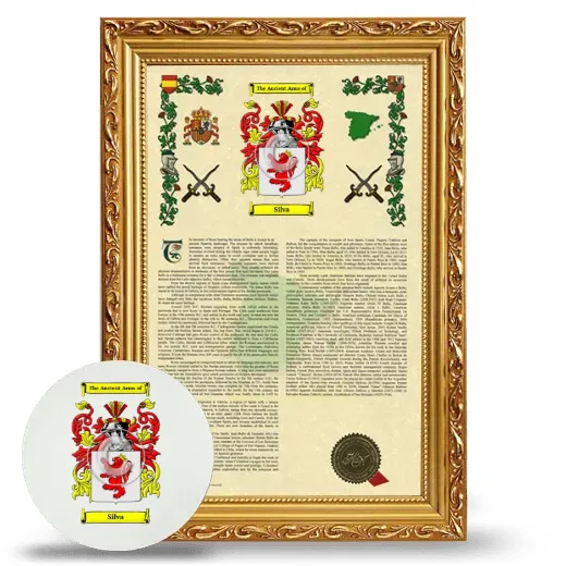 Silva Framed Armorial History and Mouse Pad - Gold