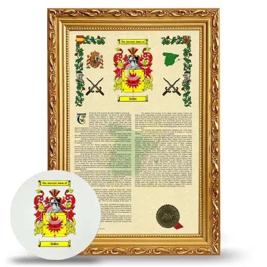 Soler Framed Armorial History and Mouse Pad - Gold
