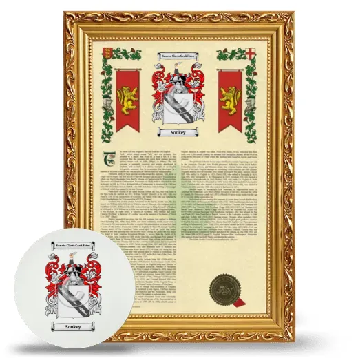 Sonkey Framed Armorial History and Mouse Pad - Gold