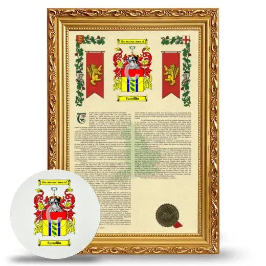 Spradlin Framed Armorial History and Mouse Pad - Gold