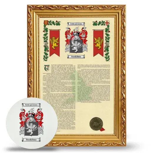 Stooksbury Framed Armorial History and Mouse Pad - Gold
