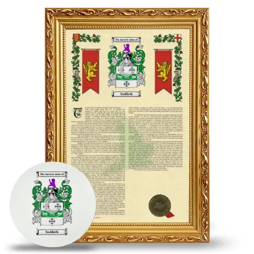 Suddath Framed Armorial History and Mouse Pad - Gold