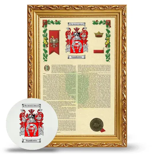 Szymkowicz Framed Armorial History and Mouse Pad - Gold
