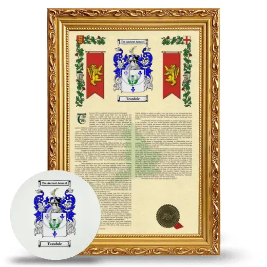 Teasdale Framed Armorial History and Mouse Pad - Gold