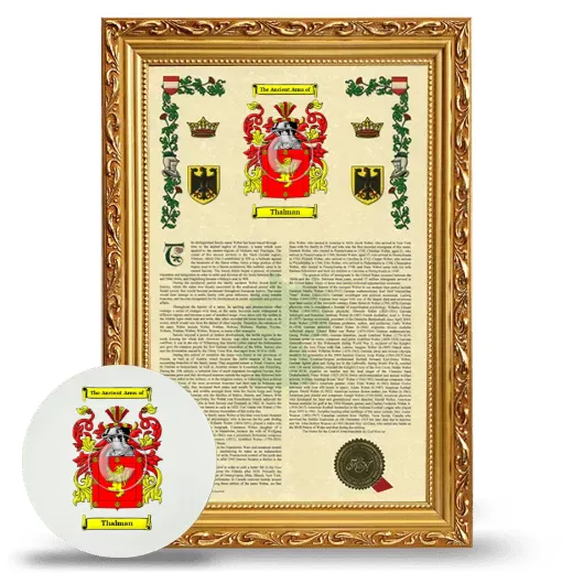 Thalman Framed Armorial History and Mouse Pad - Gold