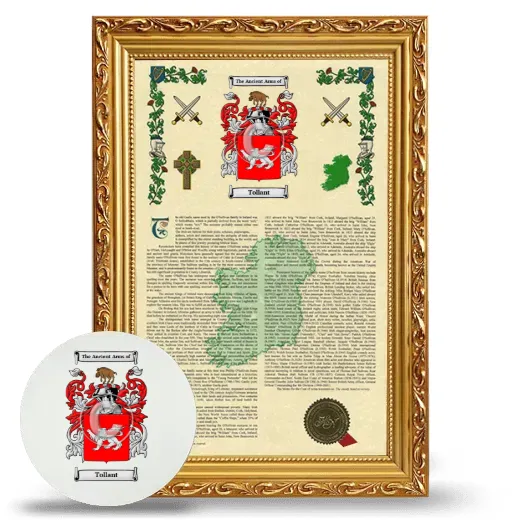 Tollant Framed Armorial History and Mouse Pad - Gold