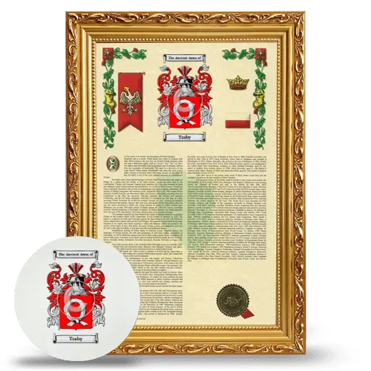 Traby Framed Armorial History and Mouse Pad - Gold