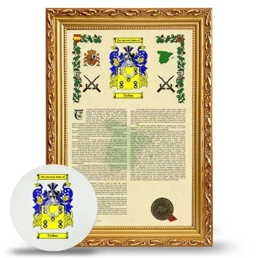 Trebas Framed Armorial History and Mouse Pad - Gold