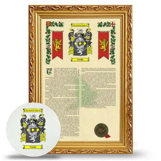 Treeby Framed Armorial History and Mouse Pad - Gold