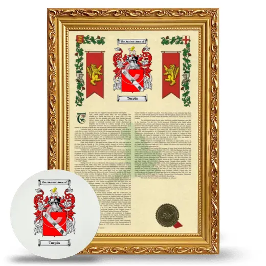 Turpin Framed Armorial History and Mouse Pad - Gold