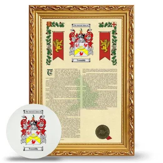 Twombly Framed Armorial History and Mouse Pad - Gold