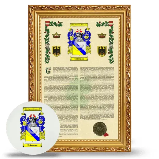 Uckerman Framed Armorial History and Mouse Pad - Gold