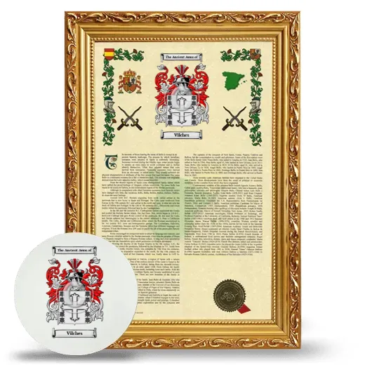 Vilches Framed Armorial History and Mouse Pad - Gold